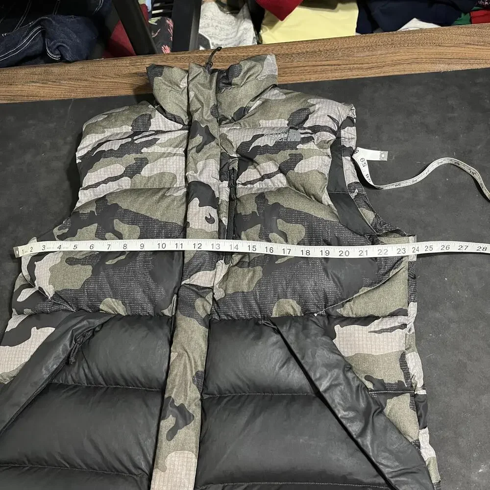 The North Face Nuptse 550 Down Puffer Vest Men Large Camo Ripstop Hiking Vintage
